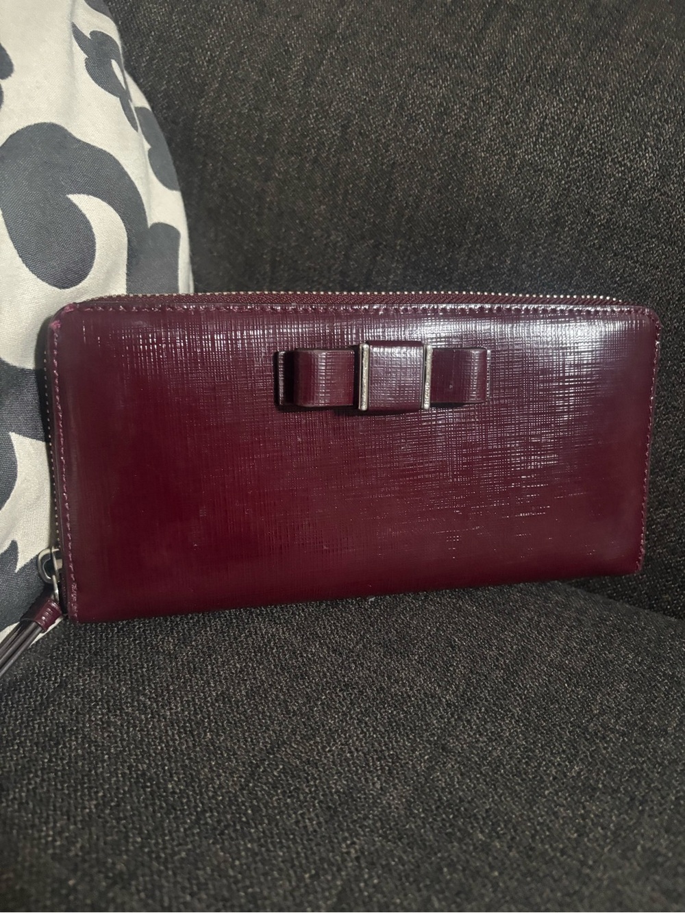 Coach Darcy saffiano Leather Bow Accordion Zip Wallet